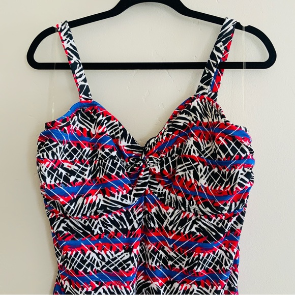 Torrid Retro SlimFix Built Up Bra One Piece Black Red Khaki Size 1 - 14/16 NWOT - Picture 3 of 15